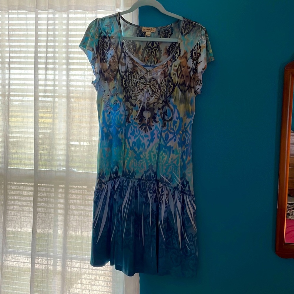 Boho silky blues dress